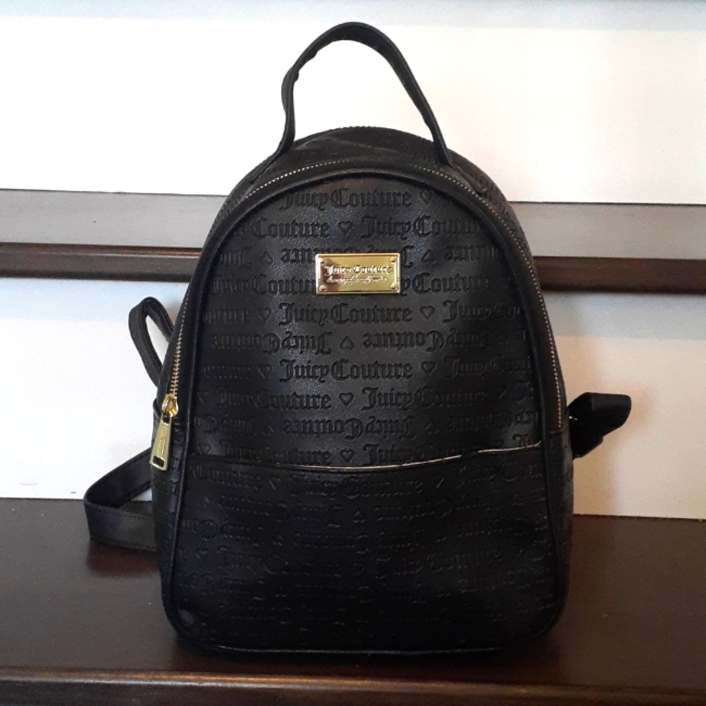 ^ Juicy Couture black logo embossed Mini Backpack